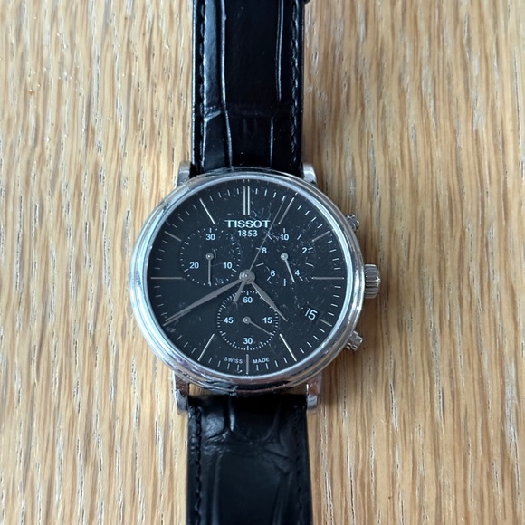 Tissot Men’s Black Chronograph Stainless Steel Watch 43 mm Swiss Quartz Movement